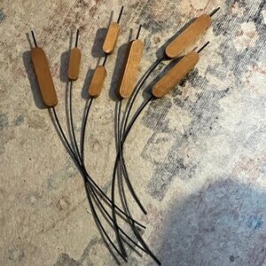 Home Interiors Vintage Wood & Metal Cattails; Set of Two